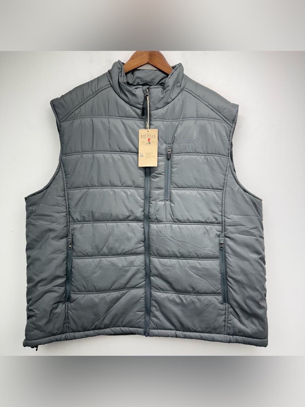 RedHead Sz 3XL Men’s Gray Outdoor Camping Hunting Work Full Zip Puffer Vest NWT